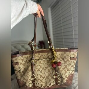 Coach Tan and Brown Signature Tote